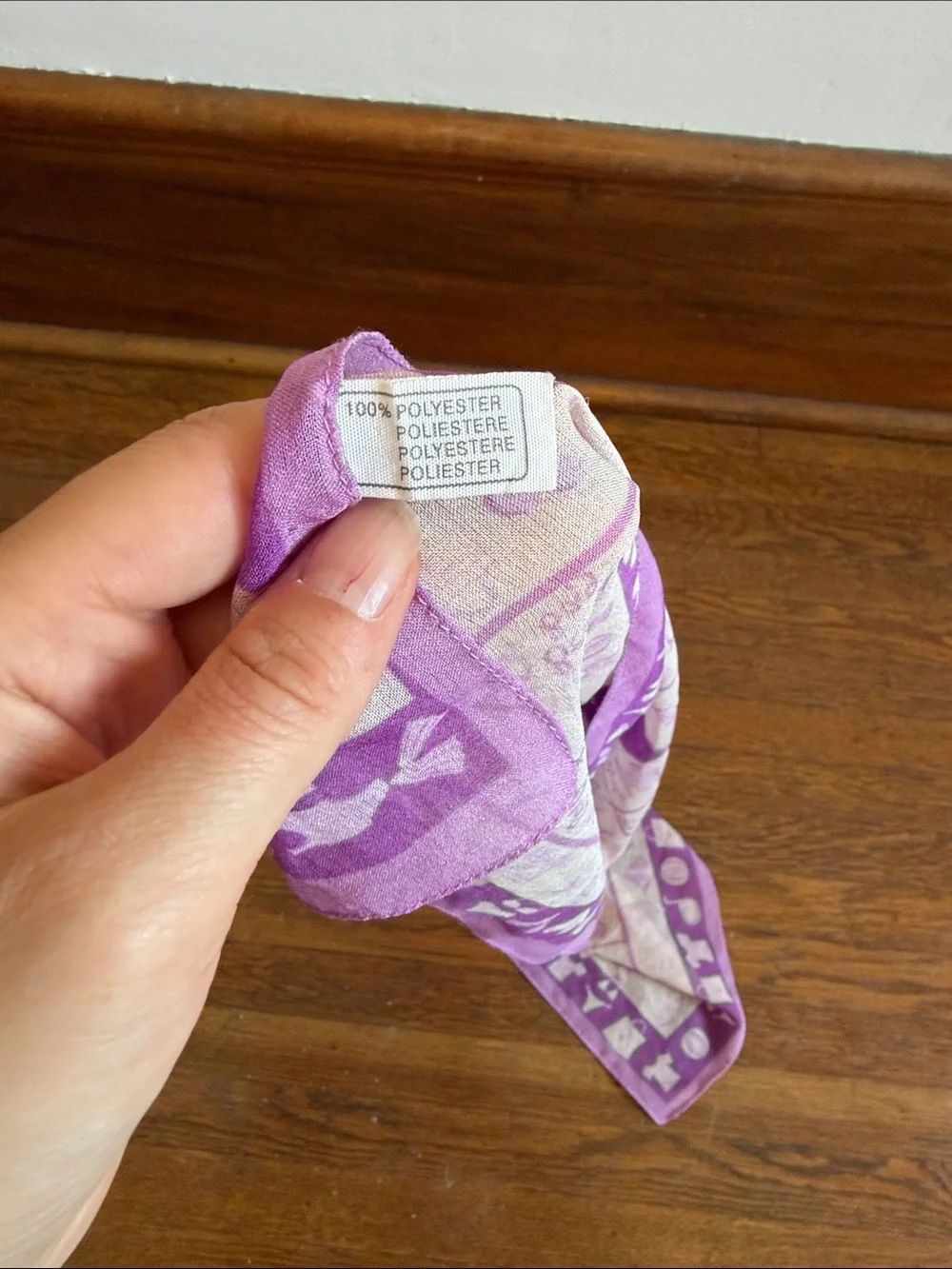 Purple and Cream Patterned Scarf - Picture 2 of 7